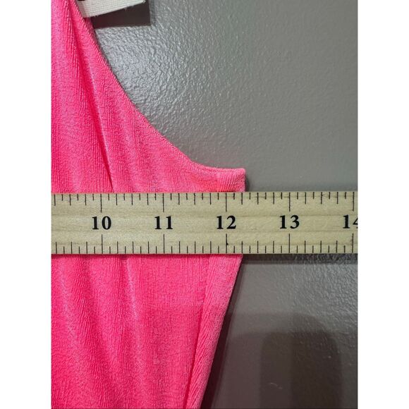 NWT SER.O.YA Delta Neon Pink High Neck Bodycon Ruched Dress Women's Small - Picture 8 of 12